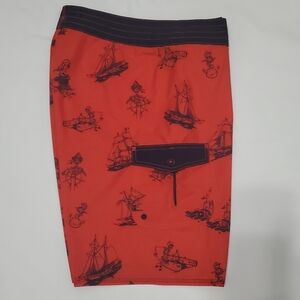 Quiksilver Red Nautical Print Board Shorts 36 Waist
